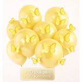 Bkmc Party Soft 3D Kelebekli Balon Seti – 10 Balon + 20 Kelebek Doğum Günü Parti Seti Süsü - Sarı