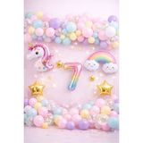 Bkmc Party Unicorn Gökkuşağı Pastel Doğum Günü Balon Seti Zincir Yaş Balonlu Parti Süsleme Seti Süsü - Çok Renkli - 7 YAŞ