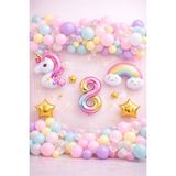 Bkmc Party Unicorn Gökkuşağı Pastel Doğum Günü Balon Seti Zincir Yaş Balonlu Parti Süsleme Seti Süsü - Çok Renkli - 8 YAŞ