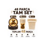 Bkmc Teddy Bear Doğum Günü Parti Seti | 8 ve 16 Kişilik | Tabak Bardak Çatal Seti | Doğum Günü Sofra Süsleme 8 Kişilik Doğum Günü Parti Seti | 8 Tabak + 8 Bardak + 8 Çatal | Parti Sofra Seti
