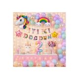 Bkmc Unicorn Doğum Günü Parti Süsleme Seti | 1-9 Yaş Rakamlı Gökkuşağı Balon Seti | İyi Ki Doğdun Dekorasyon Doğum Günü Parti Seti Süsü