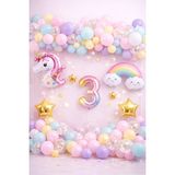 Bkmc Unicorn Gökkuşağı Pastel Doğum Günü Balon Seti Zincir Yaş Balonlu Parti Süsleme Seti Süsü - Çok Renkli - 3 YAŞ