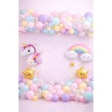 Bkmc Unicorn Gökkuşağı Pastel Doğum Günü Balon Seti Zincir Yaş Balonlu Parti Süsleme Seti Süsü - Çok Renkli - YAŞSIZ