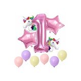 Bkmc Unicorn Temalı Pembe 1 yaş ve Yıldızlı Doğum Günü Parti Süsü bmcNM782