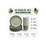 Bkmc Yeşil Parti Seti Doğum Günü Süsleme | 8 16 24 Kişilik | Tabak + Bardak Seti | Doğum Günü Sofra Dekoru