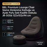 B&L Premium Lounge Chair Şişme Dinlenme Koltuğu Ve Ayak Pufu Seti Kadife Dokulu Jr-5056 122X102x94 Cm
