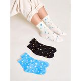 Black Arden Socks 3 Çift Ayyıldız Desenli Kolej Çorap 36-40 Beden Ka Kolj 000070 - 36 - 40 - Açık Mavi