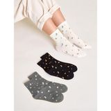 Black Arden Socks 3 Çift Ayyıldız Desenli Kolej Çorap 36-40 Beden Ka Kolj 000070 - 36 - 40 - Gri