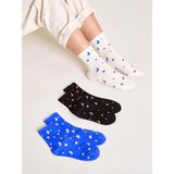 Black Arden Socks 3 Çift Ayyıldız Desenli Kolej Çorap 36-40 Beden Ka Kolj 000070 - 36 - 40 - Saks