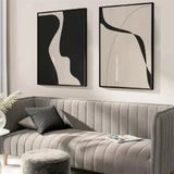 Black & Beige İkili Set Yağlı Boya Dokulu Tablo