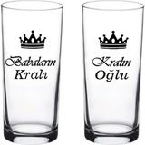 Black Bonds Babaların Kralı Kralın Oğlu Baskılı Babalar Günü Özel Rakı Bardağı - Şeffaf