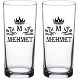 Black Bonds Blackbonds Kişiye Özel Taçlı Isim Baskılı Rakı ve Meşrubat Bardağı 2li - Şeffaf