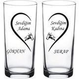 Black Bonds Sevdğim Kadına Sevdiğim Adama Kişiye Özel İsimli İkili Rakı Bardağı - Şeffaf