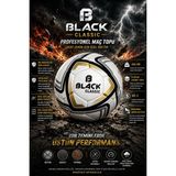 Black Classic No:5 Futbol Topu - Beton Asfalt Gibi Zeminler Için Ultra Dayanıklı - Güçlendirilmiş Dikiş - 32 Panel - Beyaz - Siyah - Altın