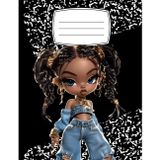Black Composition Notebook Wide Ruled with Cute Girl 7-1/2 x 9-3/4" 160 pages Black Marble Cover Composition Book Wide Ruled for Girls Handwriting ... for Girls Paper Journal: Handwriting Workbook