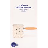 Black Cupid Emaye Ahşap Saplı Cezve (500ML-6 Kişilik) - Bej