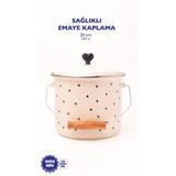 Black Cupid Kalp Desenli Emaye Yoğurt/Bakliyat Bakracı (20 Cm-3 Litre-Tüm Ocaklarla Uyumlu)