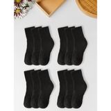 Black Deer 12 Çift Siyah Tenis Çorabı Erkek ,kadın Unisex Tenis Kolej Çorabı - 40 - 45