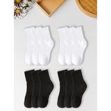 Black Deer 12 Çift Tenis Çorabı Erkek ,kadın Unisex Tenis Kolej Çorabı - 36 - 40 - Beyaz - Siyah