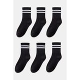 Black Deer 6 Çift Çizgili Tenis Çorabı Erkek ,kadın Unisex Çizgili Tenis Çorabı - 36 - 40 - Siyah