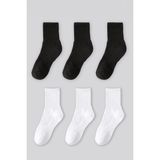 Black Deer 6 Çift Tenis Çorabı Erkek ,kadın Unisex Kolej Çorabı - 36 - 40 - Beyaz - Siyah