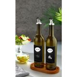 Black Deer Ahşap Stantlı Amber 2'li 750 ML Zeytinyağı Sıvıyağ Şişesi Damlatmaz Yağlık