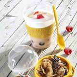 Black Deer Go Detoks Kapaklı Kaşıklı Hazırla ve Çık Meyveli Yoğurt Müsli Kabı Beslenme Diyet 600 ml - Sarı