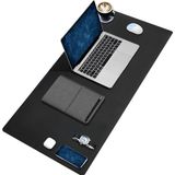 Black Deer PU Deri Mouse Pad Dikişli Kenar Büyük Boy Pürüzsüz Yüzey Çift Yönlü Kullanım Masa Matı Sümen 90X40 cm - Siyah