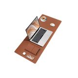 BLACK DEER Pu Deri Mouse Pad Dikişli Kenar Çift Yönlü Kullanım Masa Matı Sümen 70x30 L Kahverengi