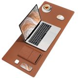 Black Deer PU Deri Mouse Pad Dikişli Kenar Dayanıklı Büyük Boy Çift Yönlü Kullanım Ofis Masa Matı Sümen (KAHVERENGİ, 70X30 L)
