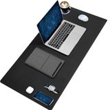 Black Deer PU Deri Mouse Pad Dikişli Kenar Dayanıklı Büyük Boy Çift Yönlü Kullanım Ofis Masa Matı Sümen (SİYAH, 90X40 XL)