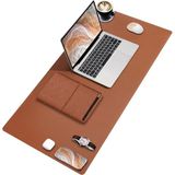 Black Deer Pu Deri Mouse Pad Dikişli Kenar Dayanıklı Büyük Boy Çift Yönlü Kullanım Ofis Masa Matı Sümen(Kahverengi, 90X40 Xl) - Açık Gri