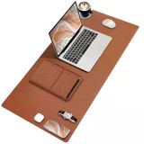 Black Deer PU Deri Mouse Pad Dikişli Kenar Dayanıklı Büyük Boy Çift Yönlü Kullanım Ofis Masa Matı Sümen(KAHVERENGİ, 90X40 XL)