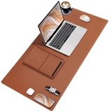 Black Deer PU Deri Mouse Pad Dikişli Kenar Dayanıklı Büyük Boy Çift Yönlü Kullanım Ofis Masa Matı Sümen(KAHVERENGİ, 90X40 XL)