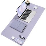 Black Deer Pu Deri Mouse Pad Dikişli Kenar Dayanıklı Büyük Boy Çift Yönlü Kullanım Ofis Masa Matı Sümen(Lila, 90X40 Xl) - Açık Gri