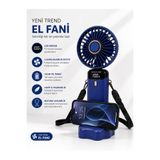 BLACK DİAMOND PLUSH TOY Dijital Ekranlı Şarjlı 5 Kademeli Güçlü Rüzgar Mini El Fanı Vantilatör Ayarlanabilir Başlık