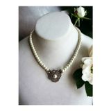 Black Diamond Swarovski Taşlı Çiçek Figür İnci Kolye