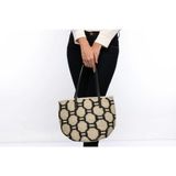 Black Eagle Tote El Yapımı Organik Hasır Çanta - Siyah-Bej