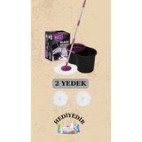 Black Edition Döner Başlıklı Temizlik Seti ve 2 Adet Yedek Mop - Şeffaf