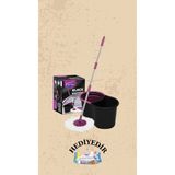 Black Edition Otomatik Temizlik Seti - Kova Mop Seti 360 Derece Derece Başlıklı Temizlik Bezi - Şeffaf