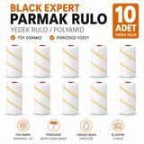 Black Expert Parmak Rulo Yedek 10'lu Paket 10 cm | Poliamid Kumaş Dokusu | Dar Alan ve Köşe Boyama | Damlatmaz, Yüksek Boya Tutma Kapasitesi