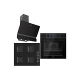 Black Fryart 3 Lü Ankastre Set ( Qep63cs - Ss205 - D080-Sa) A++ Sessiz Davlumbaz