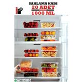 Black Gold 20 Adet Kapaklı Derin Dondurucuya Mikrodalgaya Uygun Sızdırmaz Saklama Kabı 1 Litre