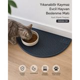 Black Gold Evcil Hayvan Beslenme Matı Su Geçirmez Havuzlu Kaymaz Kedi Köpek Mama Paspası Mama Altlığı 50X26 cm - Siyah