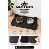 Black Gold Kedi Beslenme Paspası Kedi Mama Matı Figürlü Yıkanabilir 56X37 - Siyah