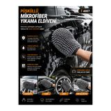 Black Gold Püsküllü Mikrofiber Araç Yıkama Eldiveni Çizmez Süper Emici Oto Detay Temizlik Eldiveni Gri 1 Adet