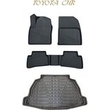 Black Gold Toyota C-Hr 2023+ 3D Havuzlu Oto Paspas ve Bagaj Havuzu Çift Kulaklı (Ses Sistemi Yok) Set Tpe Tam Uyumlu - Siyah