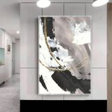 Black Grey Yağlı Boya Dokulu Tablo 60X90 Gümüş Çerçeveli