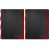 Black n' Red Defter, Ciltli, Premium Optik Kağıt, Scribzee Uygulaması Uyumlu, Çevre Dostu, Dayanıklı Spiral Cilt, 11" x 8", 70 Çift Taraflı Çizgili Sayfa, 1 Adet (2'li Paket) (K67030)
