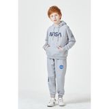 Black One Erkek Çocuk Unisex Nasa Baskı Detaylı Oversize Kapüşonlu Çocuk Eşofman Takımı - 2 - 3 Yaş - Gri